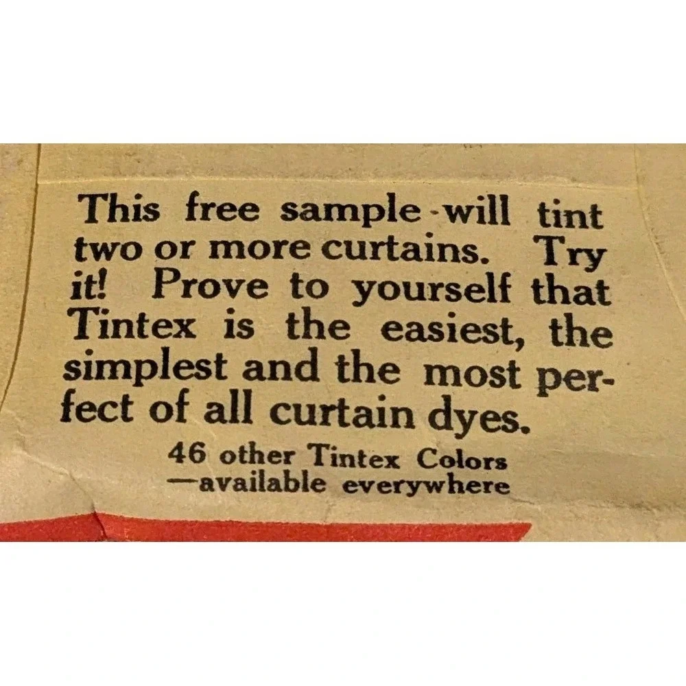 Vtg Tintex Ecru Curtain Dye Sample Envelope Park & Tilford 1950s Ephemera USA